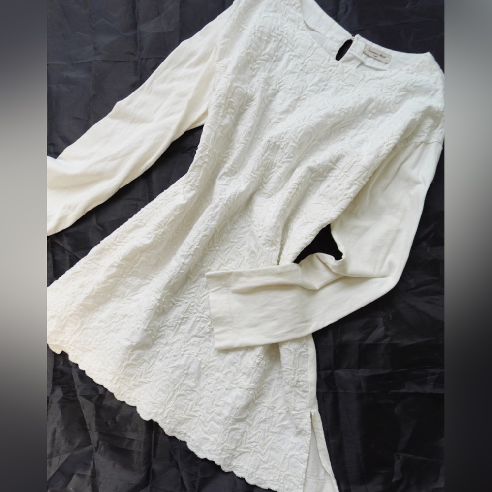 Elegant Cream Long Sleeve Dress